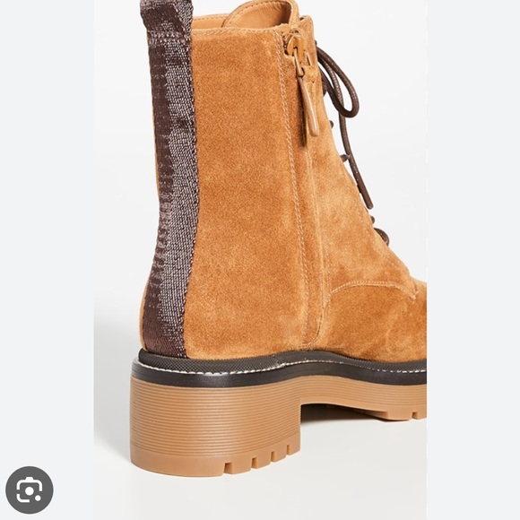 Tory Burch Miller embossed suede combat boots - Picture 3 of 14